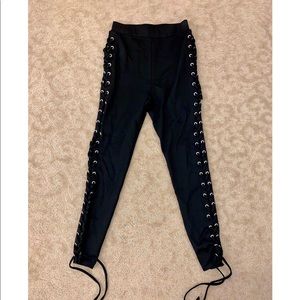 Lace Up Leggings with Rivet Detail